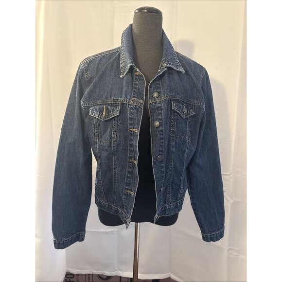 Illegal Jeans brand jean jacket, dark denim washed colour, fitted design - Picture 1 of 10